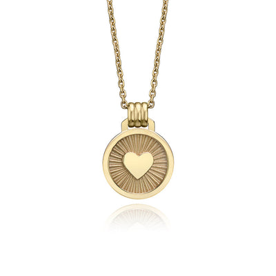 Solid Gold Bold Icon Heart Pendant Necklace