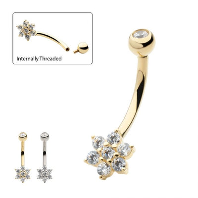 Flower Gold Curved Barbell
