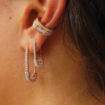 Diamond Safety Pin Earring