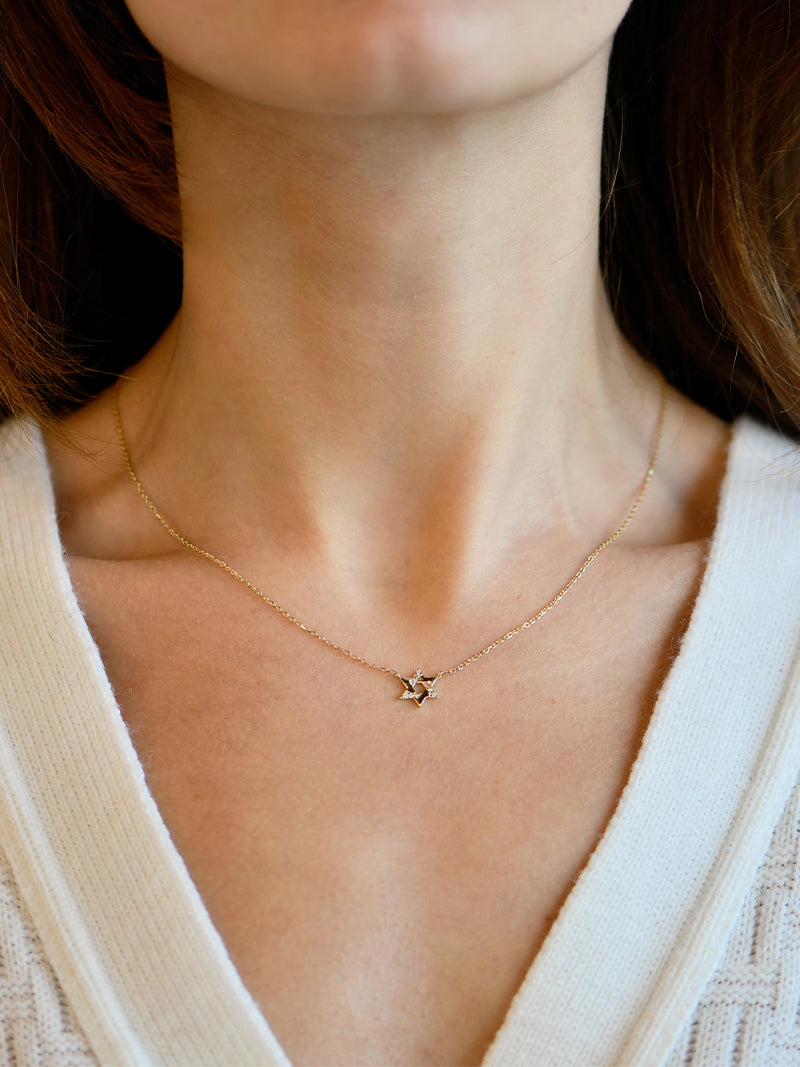 LOVE LETTER PAVÉ HOLLOW STAR OF DAVID NECKLACE