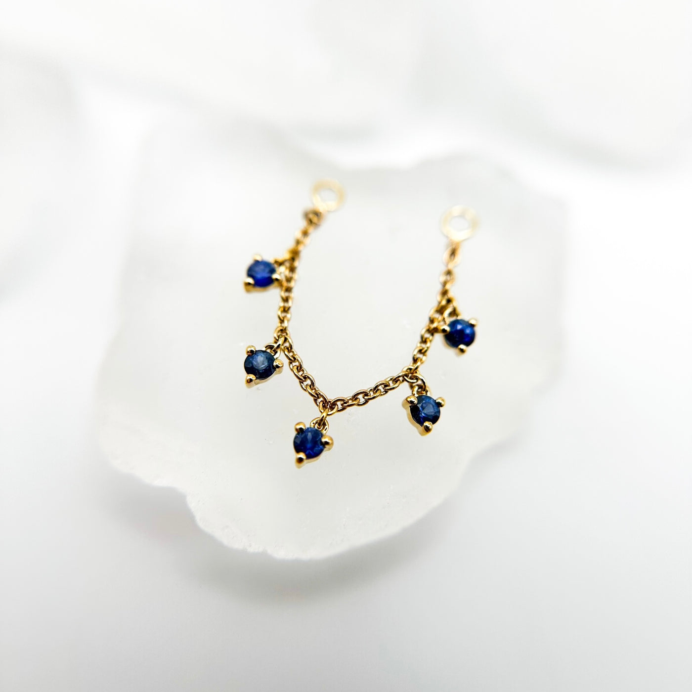 Chain with Dripping Blue Sapphire