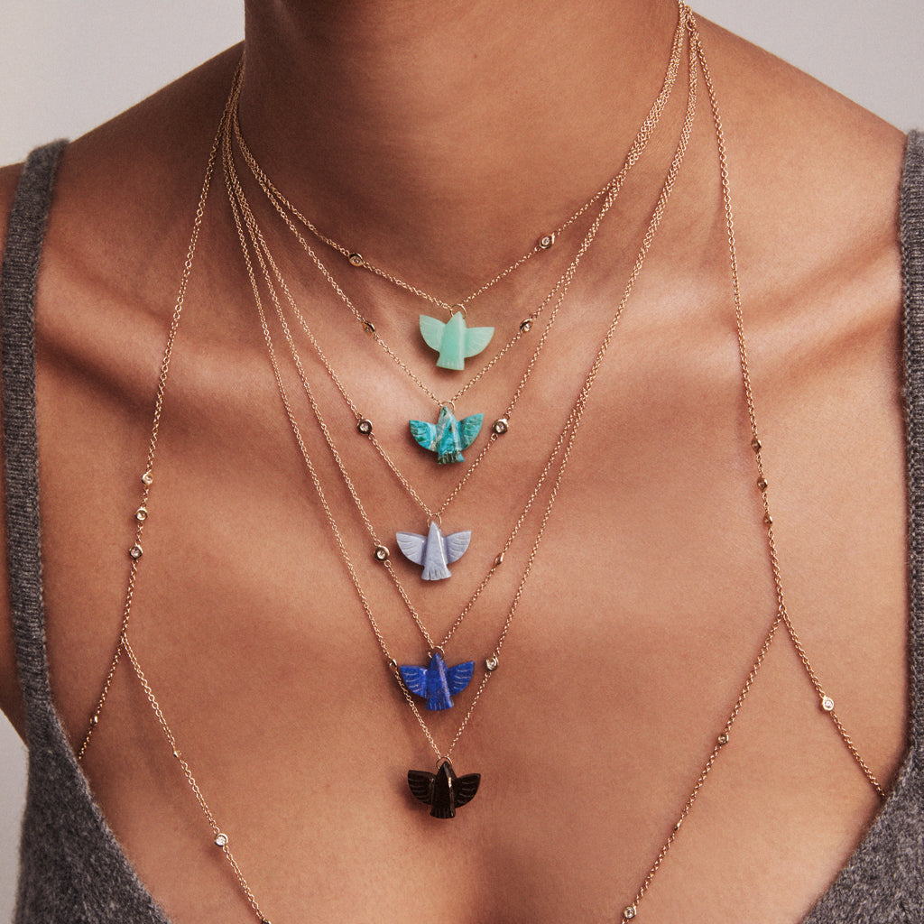 Baby Blue Opal Thunderbird Necklace