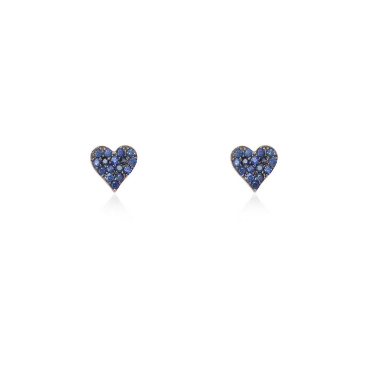 Pavé-Heart Blue Sapphire Studs