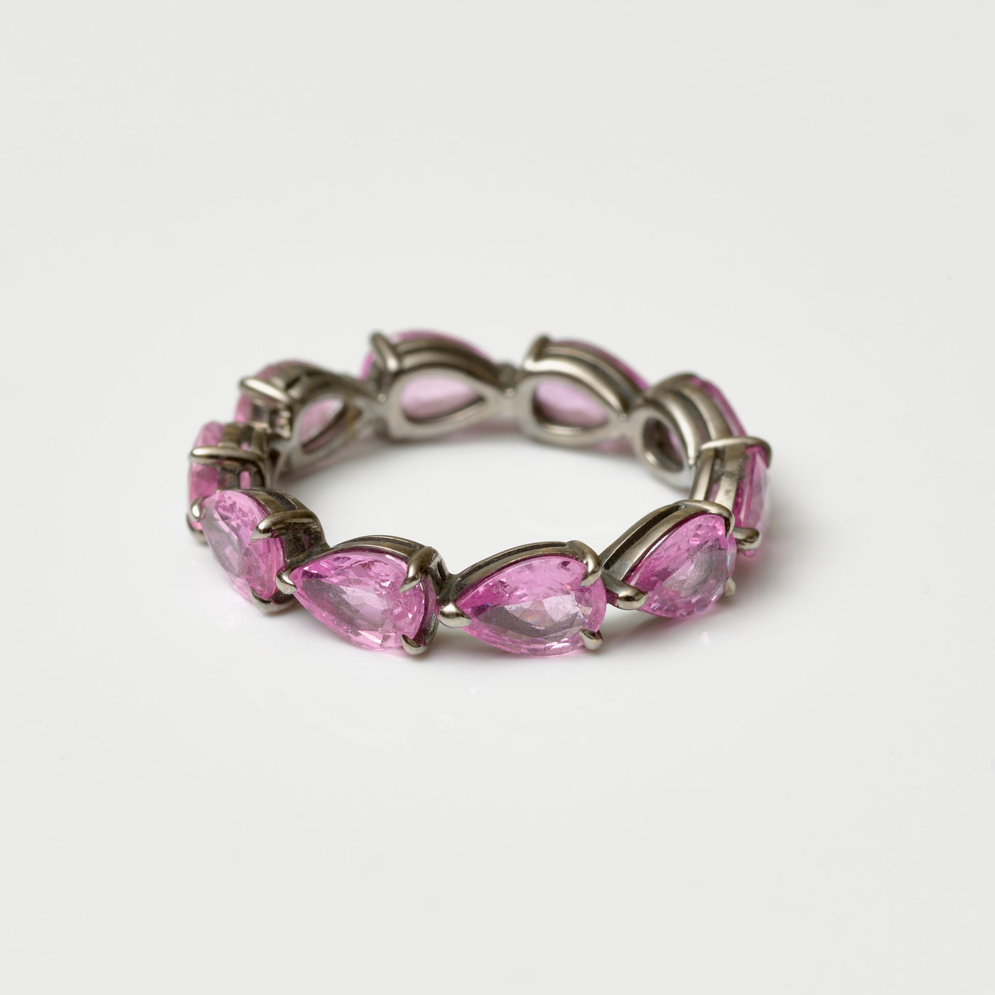 EAST-WEST PEAR-SHAPE Pink Sapphire ETERNITY BAND