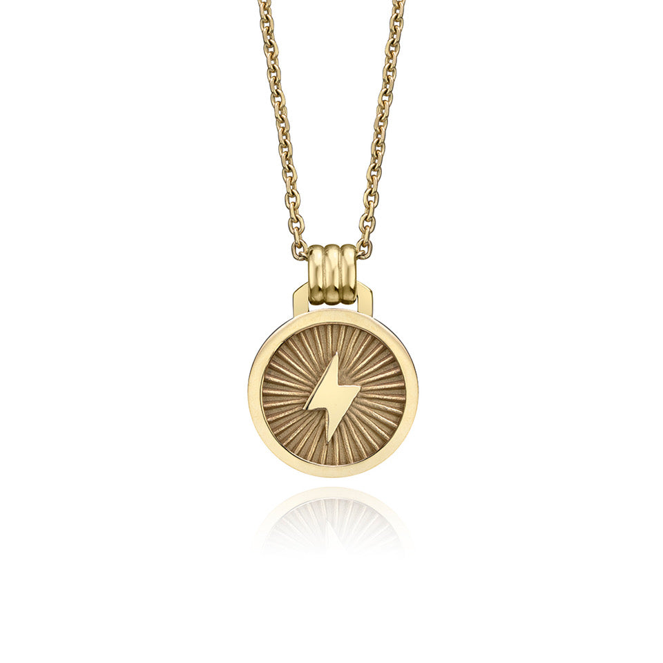 Solid Gold Bold Icon Lightning Pendant Necklace