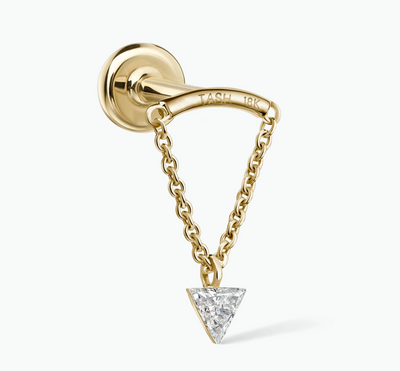 Invisible Set Triangle Diamond Drape Threaded Stud Earring