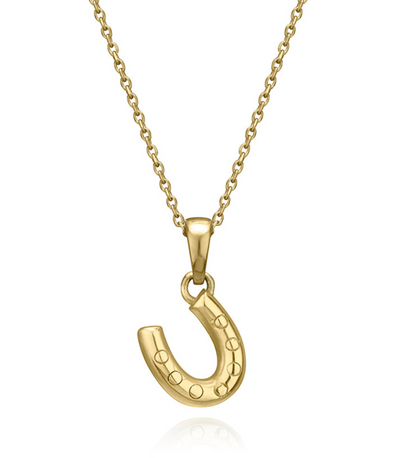 Solid Gold Icon Mini Charm Horseshoe Necklace