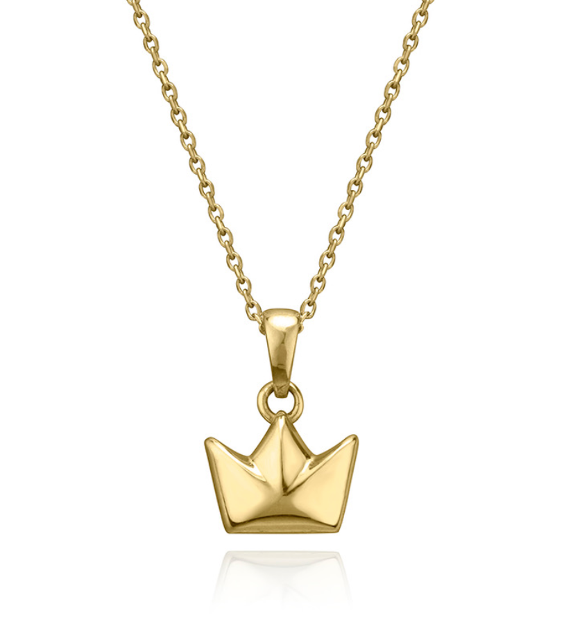 Solid Gold Icon Mini Charm Crown Necklace