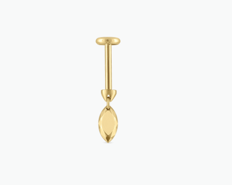 Faceted Gold Marquise Threaded Charm Earring