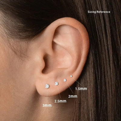 2mm Invisible Set Diamond Threaded Stud Earring