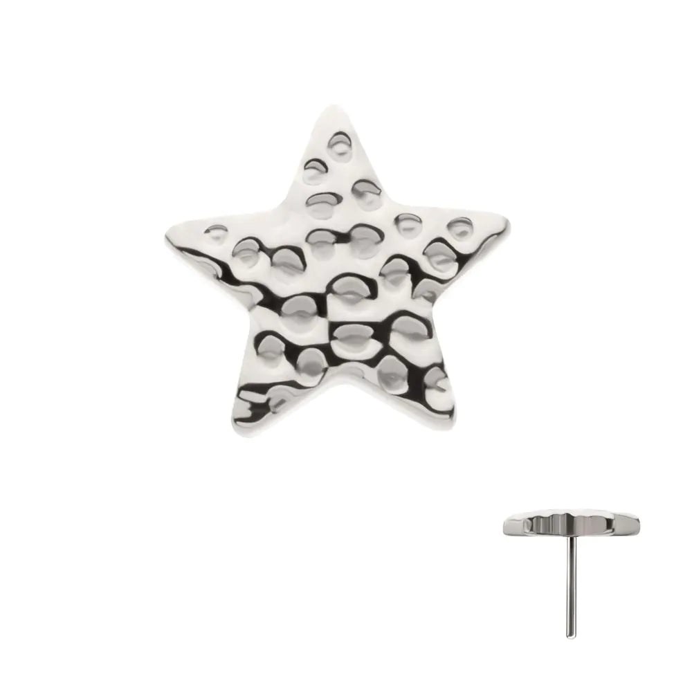 Hammered Star Titanium Threadless Pin