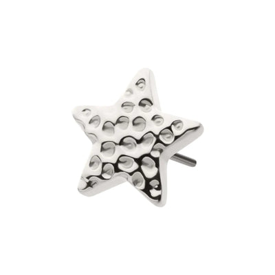 Hammered Star Titanium Threadless Pin