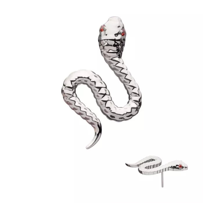 Garnet CZ Eye Snake Titanium Threadless Pin