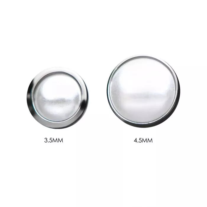 Bezel Set White Pearl Titanium Threadless Pin
