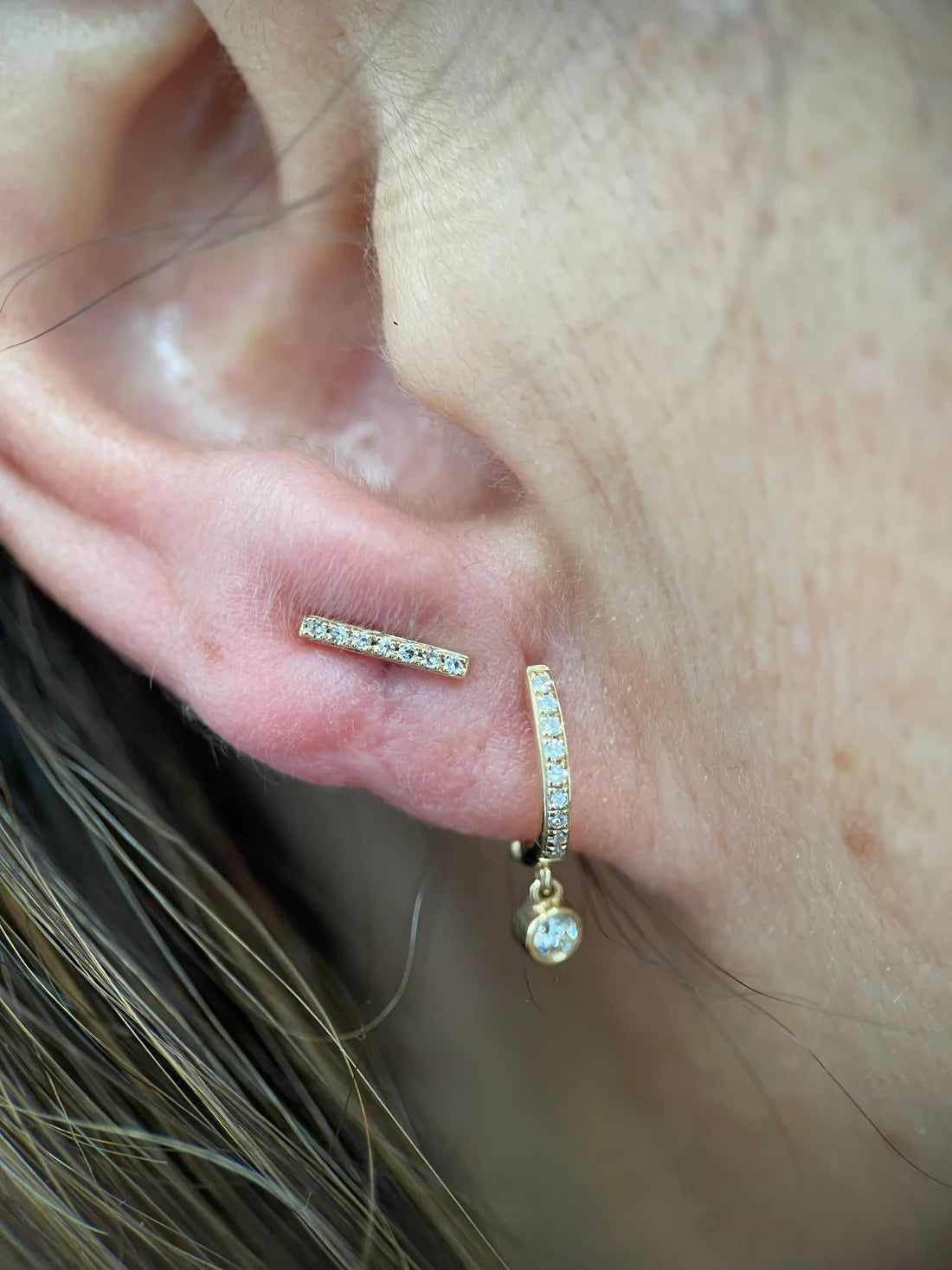Diamond Bar Stud Earring