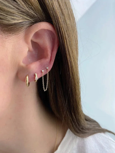 Double Diamond Chain Stud Earring