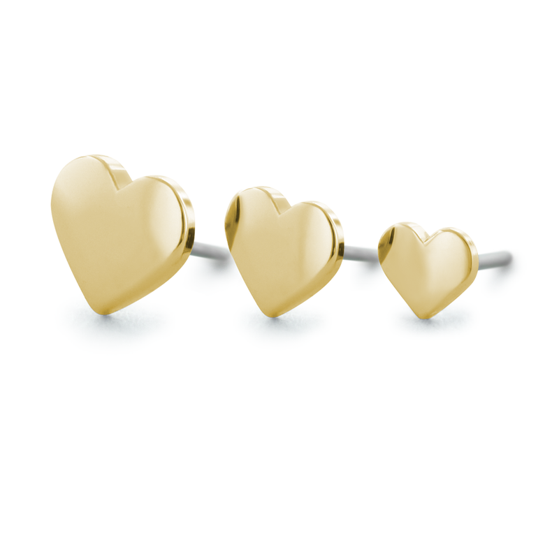 18K Gold Heart Threadless Pin