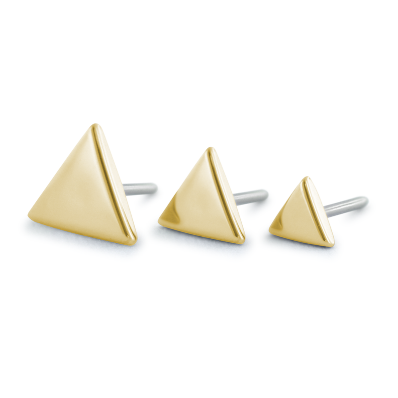 18K Gold Triangle Threadless Pin