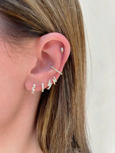 Multi Faceted Diamond Mini Huggie Earring
