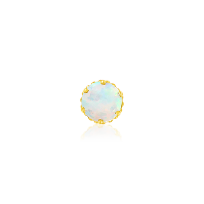 Opal Crown Set Threadles Pin