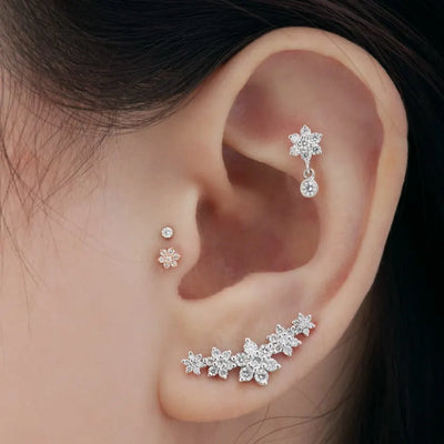 3mm Diamond Flower Threaded Stud Earring