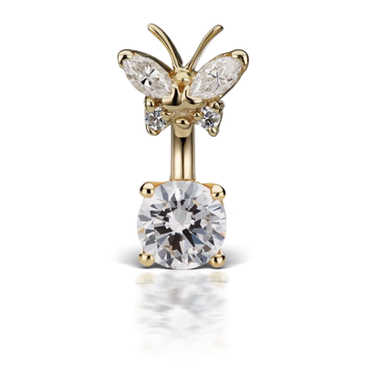 Cubic Zirconia Butterfly and 6mm Solitaire Barbell