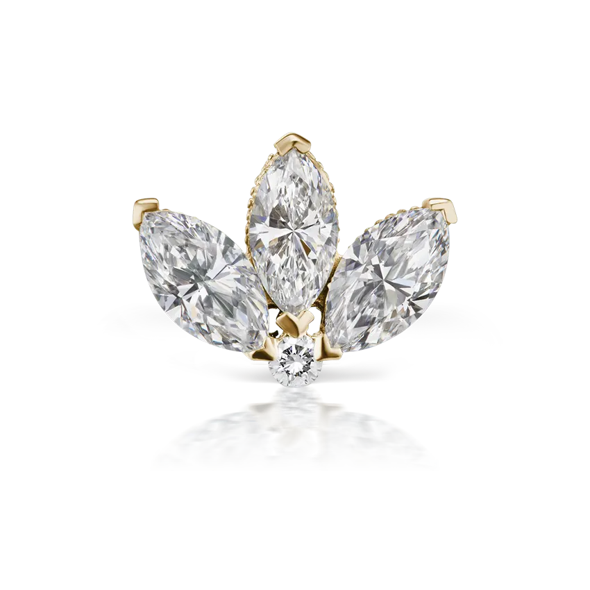 3mm Diamond Engraved Lotus Threaded Stud Earring