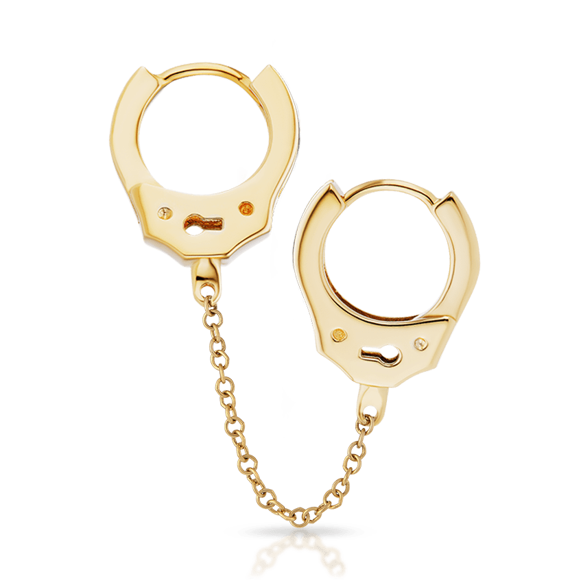 8mm Handcuff Hoop Earring with Medium Chain
