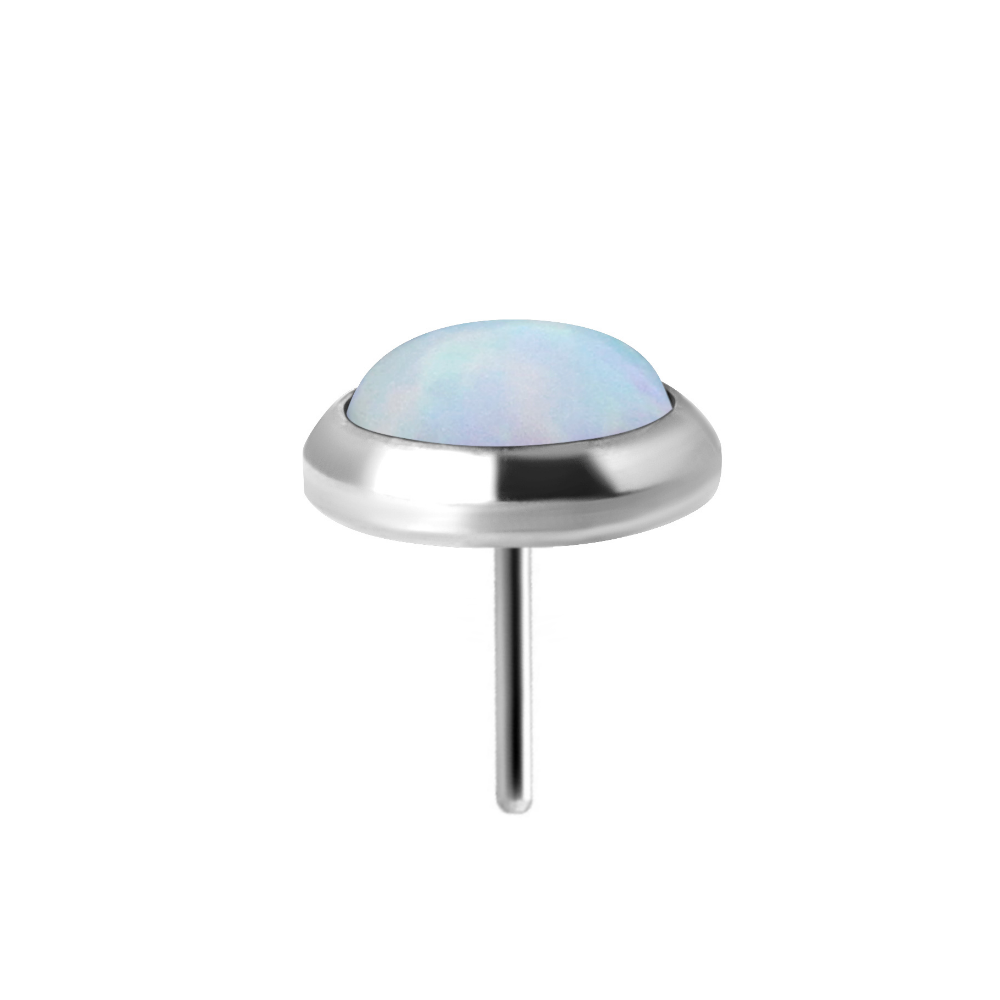 White Opal Titanium Threadless Pin