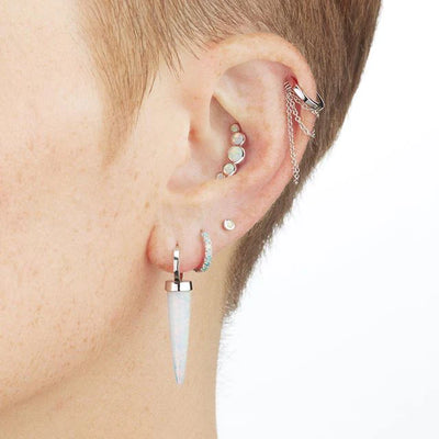6.5mm Sigle Opal Grand Spike Hoop Earring