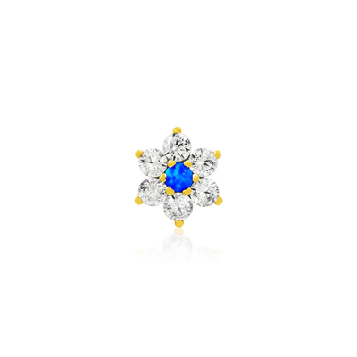 Swarovski and Blue Opal Flower Threadless Pin