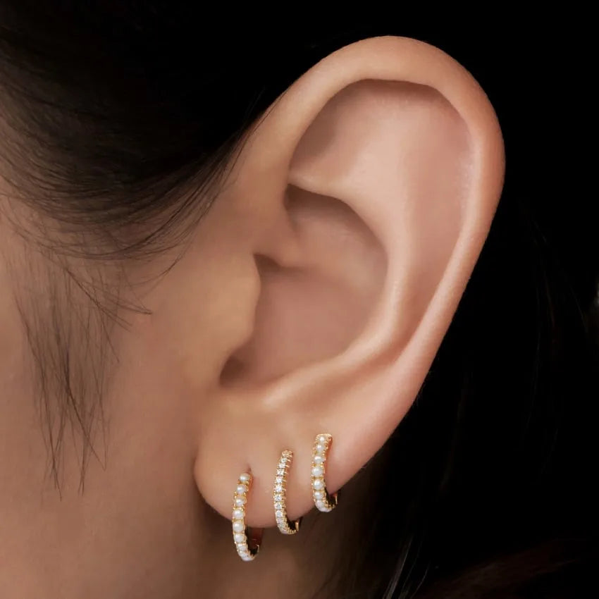 8mm Pearl Eternity Hoop Earring