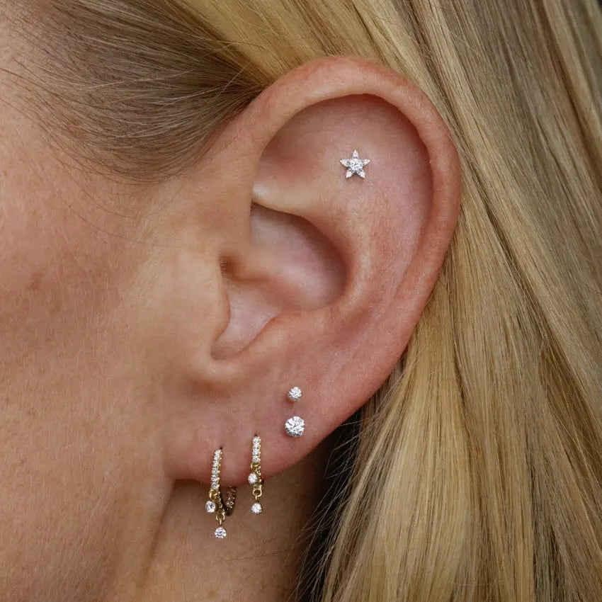 4.5mm Diamond Star Threaded Stud Earring