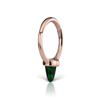 8mm Single Short Black Opal Spike Hoop Earring