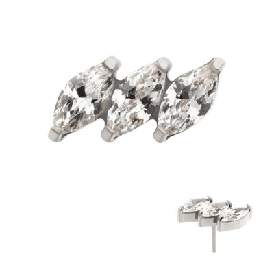 Prong Set Marquise Titanium Threadless Pin