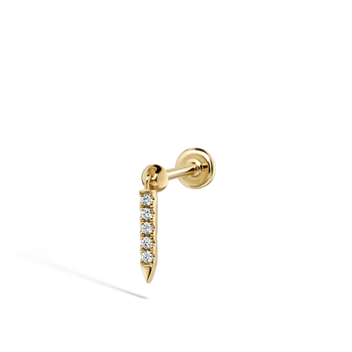 7mm Diamond Eternity Bar Charm Threaded Stud Earring